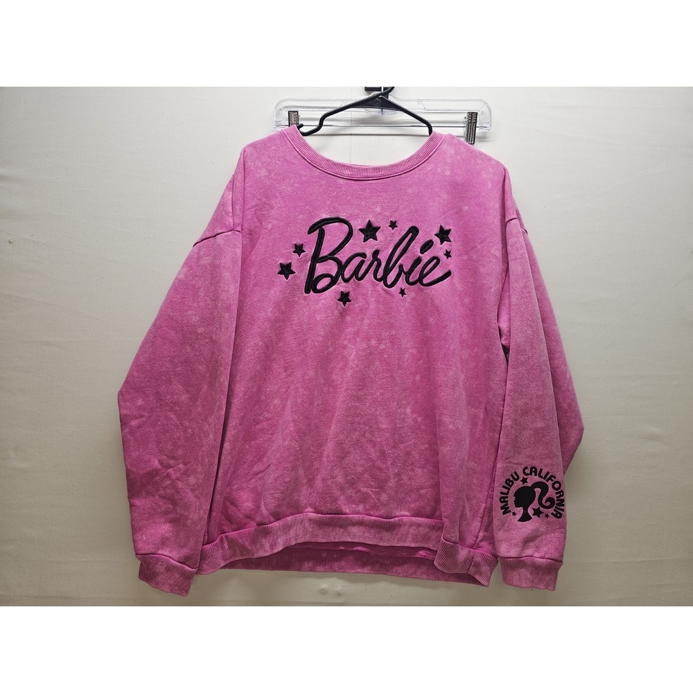 Barbie Malibu California Embroidered Pink Acid Wash Crewneck And Pants Size L